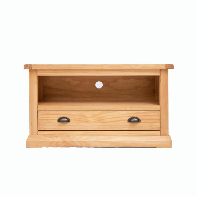 Rackhams Lucca Waxed 1 Drawer TV Cabinet Brass Cup Handle - Light Brown - image 1