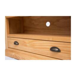 Rackhams Lucca Waxed 1 Drawer TV Cabinet Brass Cup Handle - Light Brown - thumbnail 5