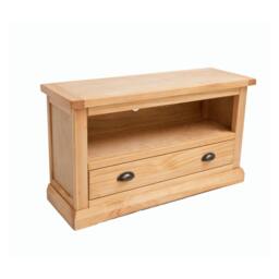 Rackhams Lucca Waxed 1 Drawer TV Cabinet Brass Cup Handle - Light Brown - thumbnail 3
