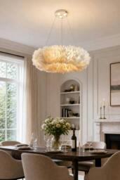 Rackhams Chic Feather 6-Light Chandelier Pendant Light - White - One Size - thumbnail 2