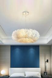 Rackhams Chic Feather 6-Light Chandelier Pendant Light - White - One Size - thumbnail 5