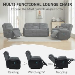 Rackhams Massage Recliner Sofa, Corduroy Fabric Electric Massage Couches Suit with 8 Point Vibration Massage, Manual Recliner - 3+2+1 Seater Sofa Set - thumbnail 2