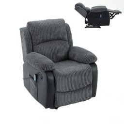 Rackhams Massage Recliner Sofa, Corduroy Fabric Electric Massage Couches Suit with 8 Point Vibration Massage, Manual Recliner - 3+2+1 Seater Sofa Set - thumbnail 5