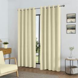 Rackhams Temple Velvet Ring Top Blackout Curtains - Cream - 117cm width x 183cm drop