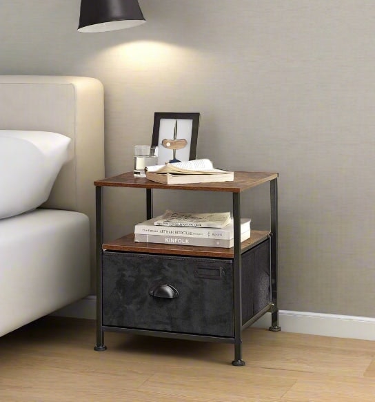 Rackhams Nightstand Featuring Fabric Drawer - Bedside Table - image 1
