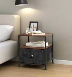 Rackhams Nightstand Featuring Fabric Drawer - Bedside Table