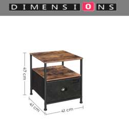 Rackhams Nightstand Featuring Fabric Drawer - Bedside Table - thumbnail 4