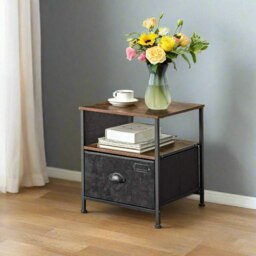 Rackhams Nightstand Featuring Fabric Drawer - Bedside Table - thumbnail 2