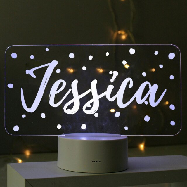 Rackhams Personalised Polka-dot Name only LED Colour Changing Night Light - image 1