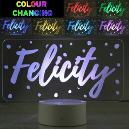 Rackhams Personalised Polka-dot Name only LED Colour Changing Night Light - thumbnail 2
