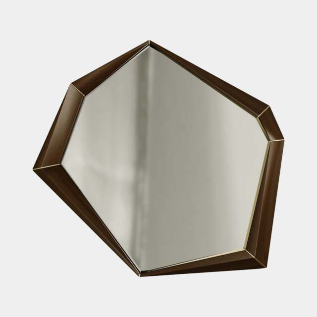 Rackhams Opera Mirror with Walnut Veneer & Brass Sydney
