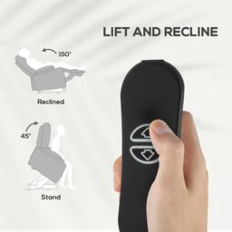 Rackhams Power Lift Recliner Chair for Elderly with Remote Control, Grey - Steel base - Grey - Velvet-touch fabric - thumbnail 4