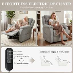 Rackhams Power Recliner Chair with Massage and Heat, Spring Seat, Light Grey - thumbnail 5