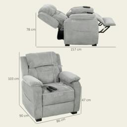 Rackhams Power Recliner Chair with Massage and Heat, Spring Seat, Light Grey - thumbnail 3