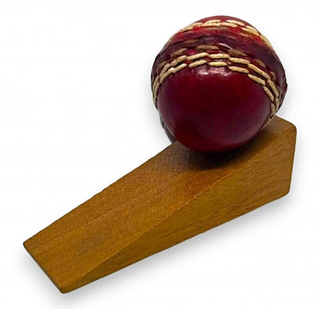 Rackhams - Real Leather Mini Cricket Ball Door Stop - Handmade in UK - Unique Home Decor for Cricket Fans - Cricket Themed for Men - 11cm - image 1