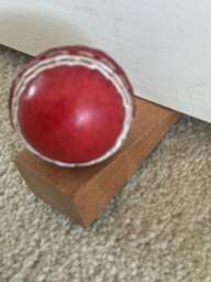 Rackhams - Real Leather Mini Cricket Ball Door Stop - Handmade in UK - Unique Home Decor for Cricket Fans - Cricket Themed for Men - 11cm - thumbnail 2