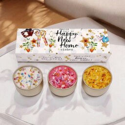 Rackhams Happy New Home Candles Trio Set UK - 30 Hour Burn Time - thumbnail 1