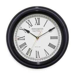 Rackhams Redbourn Wall Clock Metal Case Roman Numerals Spade Hands - Black - thumbnail 1