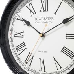 Rackhams Redbourn Wall Clock Metal Case Roman Numerals Spade Hands - Black - thumbnail 2