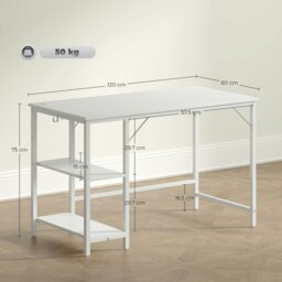 Rackhams 120 x 60 cm Home Office Desk Reversible Study Table for Bedroom White - White - 60 - Particleboard, steel - thumbnail 5