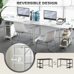 Rackhams 120 x 60 cm Home Office Desk Reversible Study Table for Bedroom White - White - 60 - Particleboard, steel - thumbnail 4
