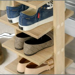 Rackhams Narrow 7-Tier Vertical Hallway Shoe Rack Hallway Natural Brown - thumbnail 3
