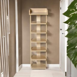 Rackhams Narrow 7-Tier Vertical Hallway Shoe Rack Hallway Natural Brown - thumbnail 5