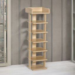 Rackhams Narrow 7-Tier Vertical Hallway Shoe Rack Hallway Natural Brown - thumbnail 2