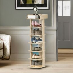 Rackhams Narrow 7-Tier Vertical Hallway Shoe Rack Hallway Natural Brown