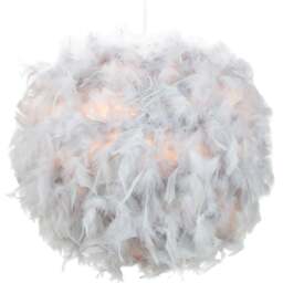 Rackhams Contemporary and Unique Large Grey Real Feather Decorated Pendant Light Shade - thumbnail 2