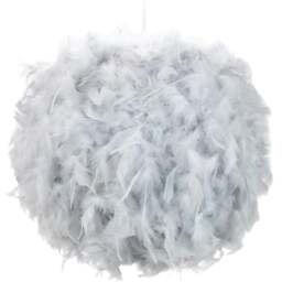 Rackhams Contemporary and Unique Large Grey Real Feather Decorated Pendant Light Shade - thumbnail 1