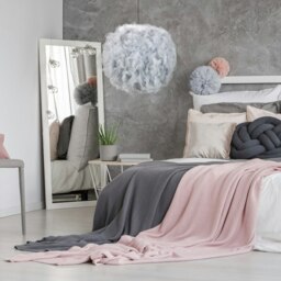 Rackhams Contemporary and Unique Large Grey Real Feather Decorated Pendant Light Shade - thumbnail 4