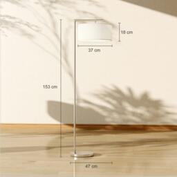 Rackhams Floor Lamp, Modern Standing Lamp with Linen Lampshade, Silver Tone - Bulb not included - Steel, linen fabric - Floor lamp - thumbnail 3