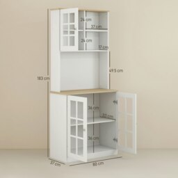 "Rackhams 72"" Modern Kitchen Solid Storage Cabinet w/Glass Door– White - White" - thumbnail 4