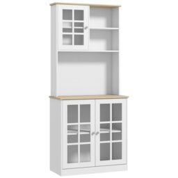 "Rackhams 72"" Modern Kitchen Solid Storage Cabinet w/Glass Door– White - White" - thumbnail 2