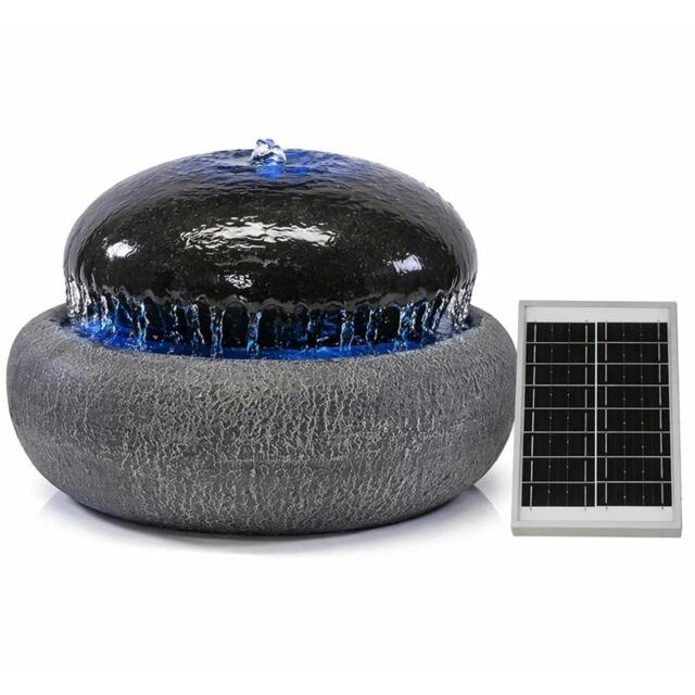 Rackhams Solar Water Feature – Black Pebble Fountain with LED Lights & Battery Backup - image 1