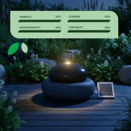 Rackhams Solar Water Feature – Black Pebble Fountain with LED Lights & Battery Backup - thumbnail 6