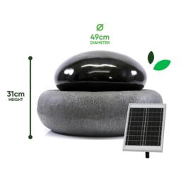Rackhams Solar Water Feature – Black Pebble Fountain with LED Lights & Battery Backup - thumbnail 2