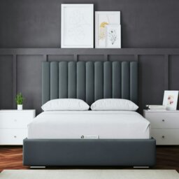 Rackhams Evangeline Divan Bed with Upholstered Headboard - Grey (Steel) - Double / 4ft6
