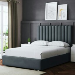 Rackhams Evangeline Divan Bed with Upholstered Headboard - Grey (Steel) - Double / 4ft6 - thumbnail 5