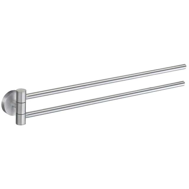"Rackhams Brushed Chrome Swing Arm Double Towel Rail 44cm/17.3"" Wall Mounted with Concealed Screws Bathroom Towel Holder"