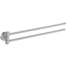 "Rackhams Brushed Chrome Swing Arm Double Towel Rail 44cm/17.3"" Wall Mounted with Concealed Screws Bathroom Towel Holder"