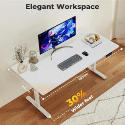 Rackhams Electric Standing Desk  Adjustable Height Workstation Metal Frame White - thumbnail 4