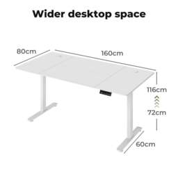 Rackhams Electric Standing Desk  Adjustable Height Workstation Metal Frame White - thumbnail 3
