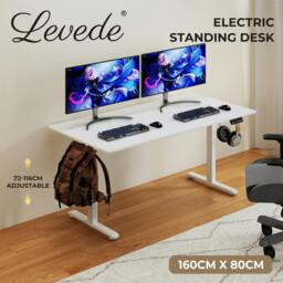 Rackhams Electric Standing Desk  Adjustable Height Workstation Metal Frame White - thumbnail 2