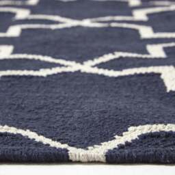 Rackhams Edmonton Handwoven Navy Blue and White Cotton Geometric Kilim Rug - 160 x 230 cm - thumbnail 5