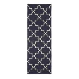 Rackhams Edmonton Handwoven Navy Blue and White Cotton Geometric Kilim Rug - 160 x 230 cm - thumbnail 3