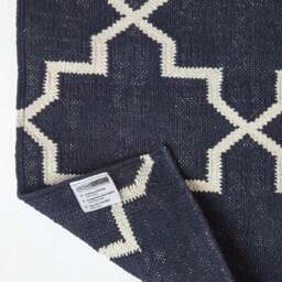 Rackhams Edmonton Handwoven Navy Blue and White Cotton Geometric Kilim Rug - 160 x 230 cm - thumbnail 6