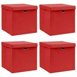 Rackhams Storage Boxes with Lids 4 pcs Red 32x32x32 cm Fabric - thumbnail 1