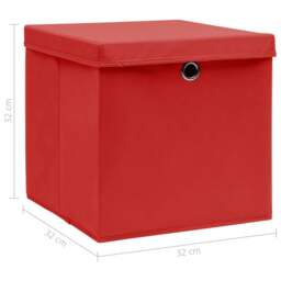 Rackhams Storage Boxes with Lids 4 pcs Red 32x32x32 cm Fabric - thumbnail 6